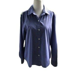 Marc New York Blue Chambray Button-Down Top, Roll-Tab Sleeves Women's Size M